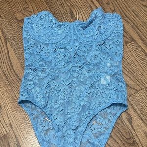 Zara Blue Lace Bodysuit